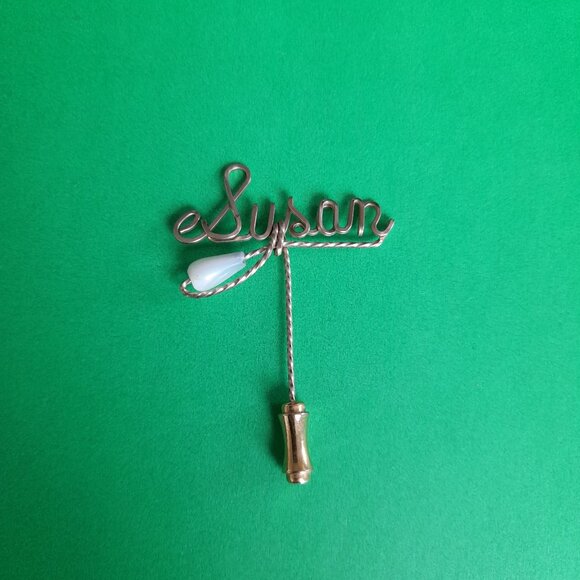 Vintage Wire Name Stick Pin Brooch SUSAN - Picture 5 of 11